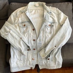 H&M light denim distressed jean jacket